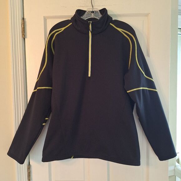 Obermeyer Quarter Zip Black Base Layer Fleece Lined Ski Performance Men's L Top - Picture 11 of 14